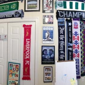 The scarves took up the entire wall, and there was no room for anything else.